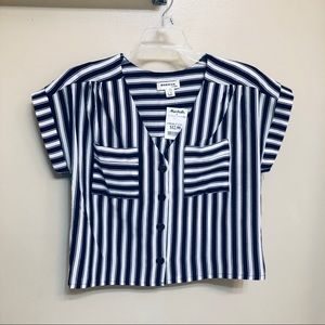 NEW striped button down crop top size Medium
